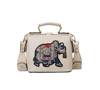 LUYYBDBG shoulder bag Embroidered Cartoon Elephant Ladies Exotic Hand-held Style Crossbody Bag-white