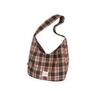 LUYYBDBG shoulder bag Korean Style Literary Bag, Retro Niche Plaid Tote Simple And Versatile, Lazy Style, Large Capacity Crossbody For Women-brown