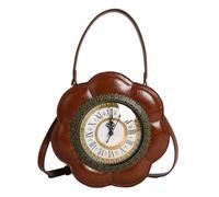 LUYYBDBG shoulder bag Women's Fashion Personalized Clock Crossbody Creative Shape Three-dimensional Portable Bag-brown