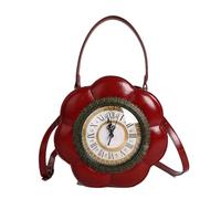 LUYYBDBG shoulder bag Women's Fashion Personalized Clock Crossbody Creative Shape Three-dimensional Portable Bag-red