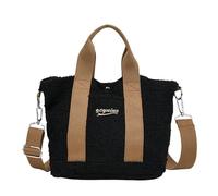 LUYYBDBG shoulder bag Wool Handbag Women's Autumn And Winter Plush Crossbody Multi-compartment Canvas Bag-black