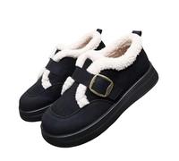 LUYYBDBG slippers Thick Soled Fashionable And Plush Warm Cotton Shoes For Women In Winte, One Foot Cold Resistant Snow Boots-black-39