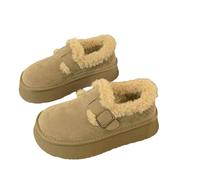 LUYYBDBG slippers Winter Women's Platform Snow Boots - Plush-lined Birk-style Shoes, Thick Sole Cozy Warm Footwear, Casual Moccasin Flats-khaki-36