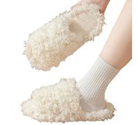 LUYYBDBG slippers women Autumn And Winter Fur Toe Home Dopamine Cotton Plush Women-apricot-38-39