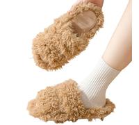 LUYYBDBG slippers women Autumn And Winter Fur Toe Home Dopamine Cotton Plush Women-coffee-38-39