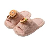LUYYBDBG slippers women Cartoon Cotton For Creative Contrasting Color Fur Home Plush Slippers-pink-38-39