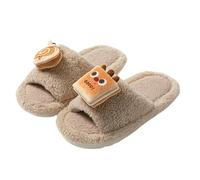 LUYYBDBG slippers women Cartoon Cotton For Creative Contrasting Color Fur Home Plush Slippers-shallow Coffee-40-41