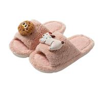 LUYYBDBG slippers women Cartoon Puppy Cotton For Ins Fur Home Plush Women-pink-38-39