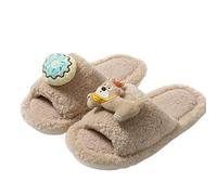 LUYYBDBG slippers women Cartoon Puppy Cotton For Ins Fur Home Plush Women-shallow Coffee-40-41