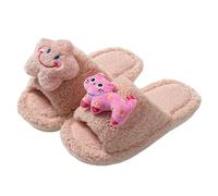 LUYYBDBG slippers women Cat Star Opening Cotton For In Winter European And American Contrasted Girl Plush Women-pink-36-37