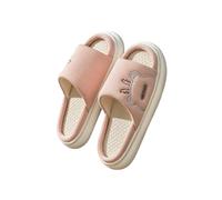 LUYYBDBG Slippers Women Linen Four Seasons Indoor Sandals Adults Cartoon Slides Couples Cute Breathable Home Shoes -2-44-45