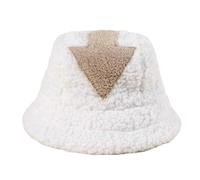 LUYYBDBG Winter Hats Women Appa Bucket Hat Lamb Wool Warm Fishing Caps Faux Fur Arrow Symbol Printed For Men Tide Flat Top Hats-khaki