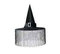 LUYYBDBG witch hat Halloween Folded Festival Party Dress Up Black Tassel Wizard Hat-a-universal Code