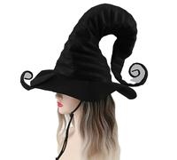 LUYYBDBG witch hat Pleated Halloween Headdress With Windproof Rope-black-universal Code