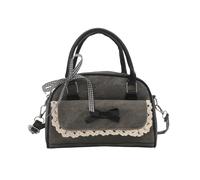 LUYYBDBG Women's bags Korean Style Fashion Bow Hand-held Simple Niche Versatile Small Square Bag Lace Bowling Bag-black