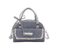 LUYYBDBG Women's bags Korean Style Fashion Bow Hand-held Simple Niche Versatile Small Square Bag Lace Bowling Bag-blue