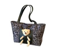 LUYYBDBG Women's bags Large-capacity Leopard Print Bag Casual Retro Work Commuter Shoulder Cartoon Handbag-black