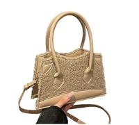 LUYYBDBG Women's bags Sweet And Western-style Fur Stitching Plush Fashionable Hand-held One-shoulder Cross-body Small Square Bag For Women-khaki