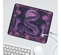 LUYYSKY Abstract Animal Snake Non-Slip Rubber Mouse Pad Vintage Rustic 70s Boho Full Moon Floral Purple Wildlife Mouse Pads for Computers Laptop Mouse-30 x 25 CM