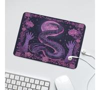 LUYYSKY Abstract Animal Snake Non-Slip Rubber Mouse Pad Vintage Rustic 70s Boho Full Moon Floral Purple Wildlife Mouse Pads for Computers Laptop Mouse-24 x 20 CM