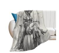 LUYYSKY Abstract Gothic Skull Flannel Blanket Bedding Sofa Decor Rustic Oil Painting Halloween Animal Bats Plant Pumpkins Skeleton Witc Soft Warm Throw Blanket, 130x150 cm