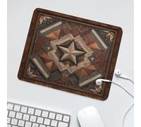 LUYYSKY Abstract Texas Star Print Non-Slip Rubber Mouse Pad Realistic Vintage American Geometric Star Print Wooden Texture Mouse Pads for Computers Laptop Mouse-30 x 25 CM