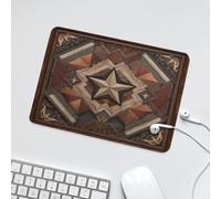 LUYYSKY Abstract Texas Star Print Non-Slip Rubber Mouse Pad Realistic Vintage American Geometric Star Print Wooden Texture Mouse Pads for Computers Laptop Mouse-24 x 20 CM