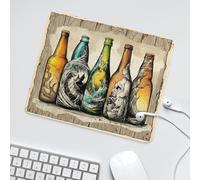 LUYYSKY American Abstract Beer Pattern Non-Slip Rubber Mouse Pad Classic Western Bathroom Art Antique Wooden Board Wine Beer Mouse Pads for Computers Laptop Mouse-30 x 25 CM