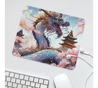 LUYYSKY Ancient Watercolor Japan Dragon Waterproof Base Mouse Pad Vintage Pink Art Anime Country Cherry Blossom Dragon Desk Accessories Decor Lightweight Mouse Pad-30 x 25 CM