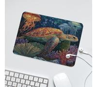 LUYYSKY Beautiful Abstract Animal Turtles Waterproof Base Mouse Pad Classic Rustic Ocean Underwater Sea Life Turtles Jellyfish Coral Desk Accessories Decor Lightweight Mouse Pad-24 x 20 CM