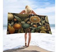 LUYYSKY Beautiful Abstract Boho Flowers Quick-Drying Beach Towel, Rustic Bohemian Watercolor Botanical Plant Floral Print Travel Vacation Single Sided Pile Bathroom Towels