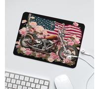 LUYYSKY Beautiful Abstract Car Motorcycle Waterproof Base Mouse Pad Realistic Watercolor American Flag Motorcycle Plants Flowers Pink Rose Desk Accessories Decor Lightweight Mouse Pad-24 x 20CM