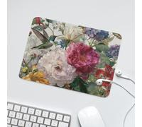 LUYYSKY Beautiful Abstract Colorful Floral Non-Slip Rubber Mouse Pad Elegant Rustic Plant Boho Flowers Green Leaves Butterflies Hummingbird Mouse Pads for Computers Laptop Mouse-24 x 20 CM