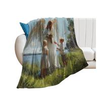 LUYYSKY Beautiful Abstract Elegant Angel Flannel Blanket Bedding Sofa Decor Retro Oil Painting Spring Natural Animal Birds Plant Flowers Print Soft Warm Throw Blanket, 76x100 cm