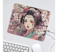 LUYYSKY Beautiful Abstract Elegant Geisha Waterproof Base Mouse Pad Retro Realistic Plant Cherry Blossom Tree Japanese Girl Print Desk Accessories Decor Lightweight Mouse Pad-30 x 25 CM
