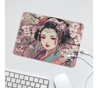 LUYYSKY Beautiful Abstract Elegant Geisha Waterproof Base Mouse Pad Retro Realistic Plant Cherry Blossom Tree Japanese Girl Print Desk Accessories Decor Lightweight Mouse Pad-24 x 20 CM