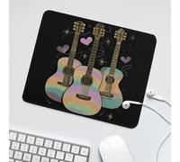LUYYSKY Beautiful Abstract Guitar Print Waterproof Base Mouse Pad Funny Watercolor Music Instrument Rainbow Colorful Guitar Desk Accessories Decor Lightweight Mouse Pad-30 x 25 CM