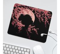 LUYYSKY Beautiful Abstract Japanese Geisha Waterproof Base Mouse Pad Rustic Realistic Full Moon Night Plant Cherry Blossom Tree Desk Accessories Decor Lightweight Mouse Pad-30 x 25 CM