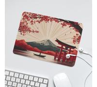 LUYYSKY Beautiful Abstract Mount Fuji Non-Slip Rubber Mouse Pad Romantic Vintage Japanese Red Sun Torii Plant Cherry Blossom Tree Mouse Pads for Computers Laptop Mouse-24 x 20 CM