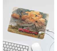 LUYYSKY Beautiful Abstract Red Truck Non-Slip Rubber Mouse Pad Vintage Classic Natural Farm Windmill Cabin Truck Animal Bird Flowers Mouse Pads for Computers Laptop Mouse-24 x 20 CM