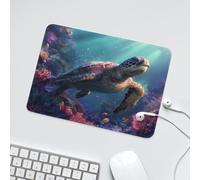 LUYYSKY Beautiful Abstract Sea Turtle Non-Slip Rubber Mouse Pad Modern Realistic Ocean Underwater Animals Turtles Fish Coral Mouse Pads for Computers Laptop Mouse-24 x 20 CM