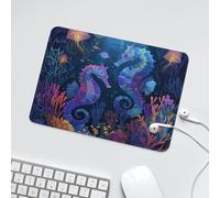 LUYYSKY Beautiful Abstract Seahorse Jellyfish Non-Slip Rubber Mouse Pad Watercolor Nautical Underwater Ocean Animal Fish Coral Mouse Pads for Computers Laptop Mouse-24 x 20 CM