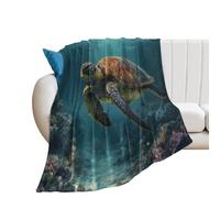 LUYYSKY Beautiful Abstract Wild Turtle Lightweight Flannel Blanket Classic Natural Ocean Underwater Animal Sea Turtle Coral Cozy Soft Throw Blanket, 150x200 cm