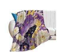 LUYYSKY Beautiful Anime Asian Dragon Lightweight Flannel Blanket Colorful Abstract Japanese Mythical Animal Dragon Peony Flowers Cozy Soft Throw Blanket, 130x150 cm