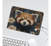 LUYYSKY Beautiful Bohemian Red Panda Waterproof Base Mouse Pad Rustic Natural Starry Sky Animal Red Panda Plants Floral Print Desk Accessories Decor Lightweight Mouse Pad-24 x 20 CM