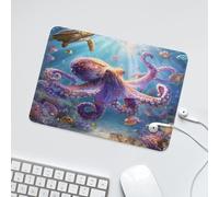 LUYYSKY Beautiful Classic Cute Octopus Non-Slip Rubber Mouse Pad Realistic Oil Painting Ocean Animals Octopus Turtle Coral Mouse Pads for Computers Laptop Mouse-24 x 20 CM