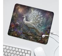 LUYYSKY Beautiful Classic Elegant Peacock Waterproof Base Mouse Pad Vintage Rustic Botanical Plant Flowers Animal Bird Peacock Desk Accessories Decor Lightweight Mouse Pad-30 x 25 CM