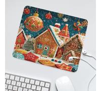 LUYYSKY Beautiful Classic Gingerbread House Waterproof Base Mouse Pad Funny Oil Painting New Year Christmas Snowflake Pine Tree Candy Desk Accessories Decor Lightweight Mouse Pad-30 x 25 CM