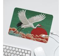 LUYYSKY Beautiful Classic Nautical Crane Waterproof Base Mouse Pad Japanese Nature Landscape Animal Crane Red Sun Great Waves Desk Accessories Decor Lightweight Mouse Pad-24 x 20 CM