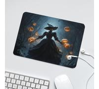 LUYYSKY Beautiful Colorful Witch Silhouette Waterproof Base Mouse Pad Classic Spooky Halloween Night Forest Witch Plants Pumpkin Desk Accessories Decor Lightweight Mouse Pad-24 x 20 CM